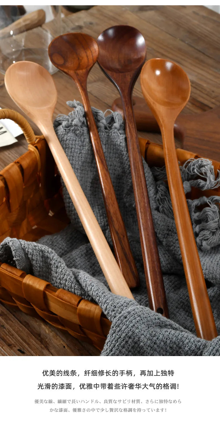 Cuchara larga de madera estilo coreano