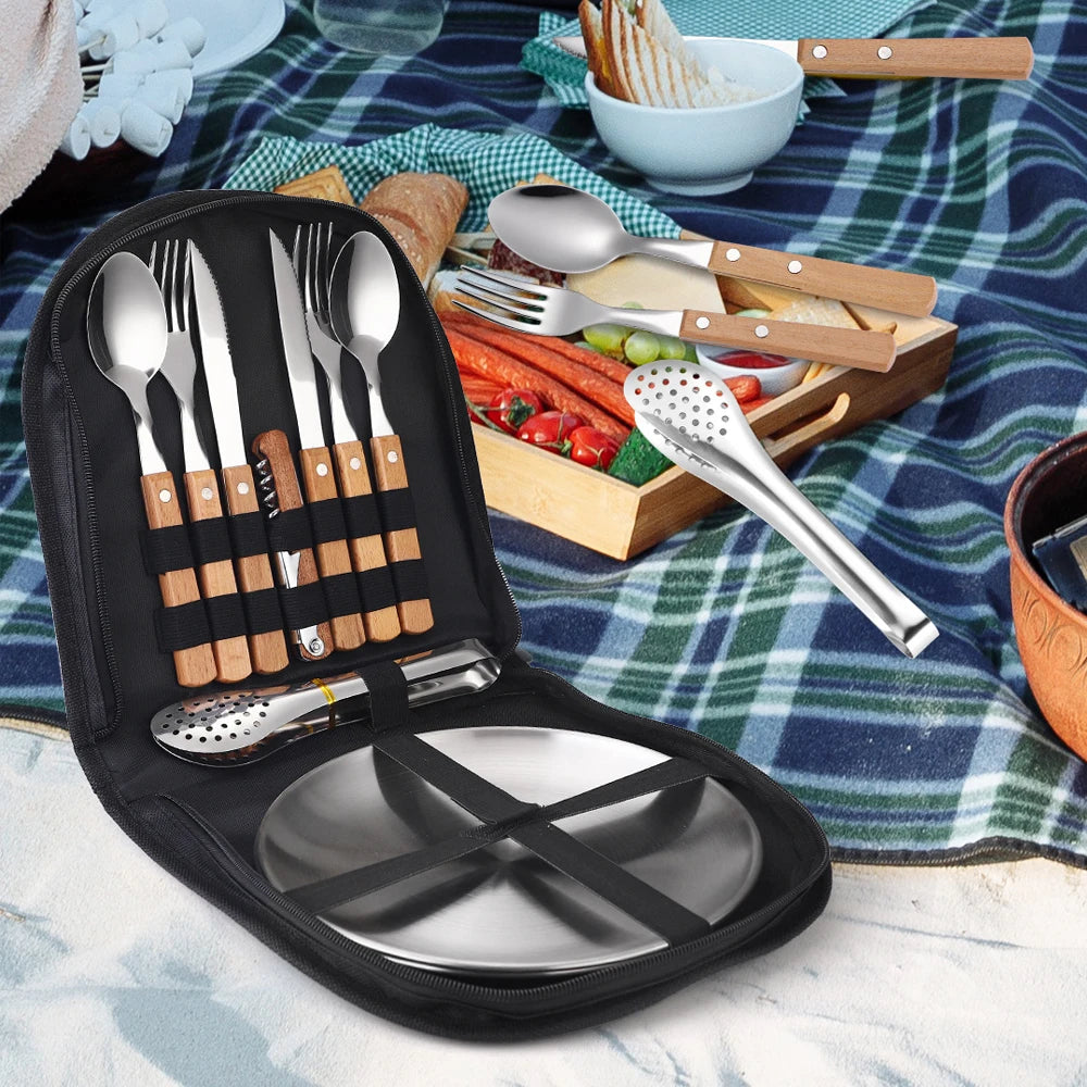 Set de cubiertos para acampar