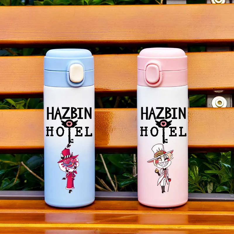 Botella de Agua Aislada de 420ML con Diseño de Hazbin Hotel, Taza Térmica de Acero Inoxidable