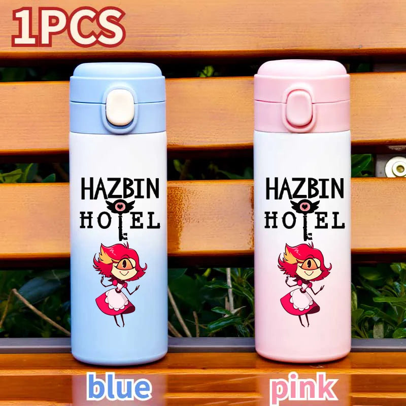 Botella de Agua Aislada de 420ML con Diseño de Hazbin Hotel, Taza Térmica de Acero Inoxidable