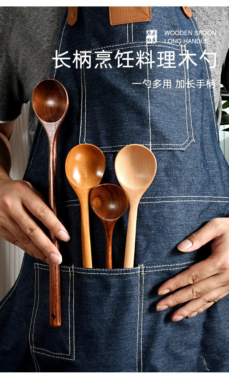 Cuchara larga de madera estilo coreano