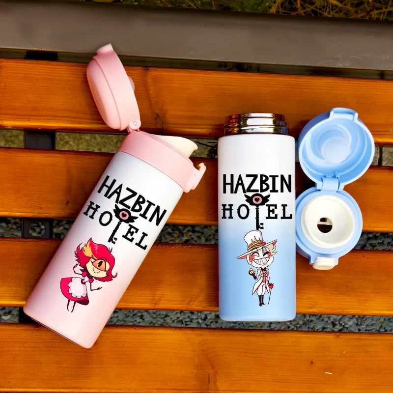 Botella de Agua Aislada de 420ML con Diseño de Hazbin Hotel, Taza Térmica de Acero Inoxidable