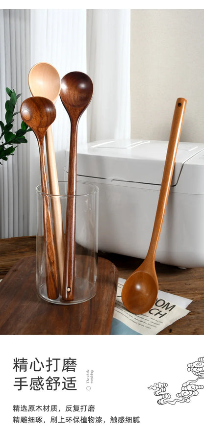 Cuchara larga de madera estilo coreano