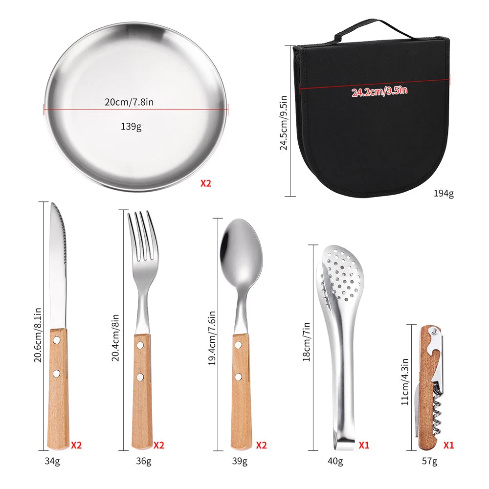 Set de cubiertos para acampar