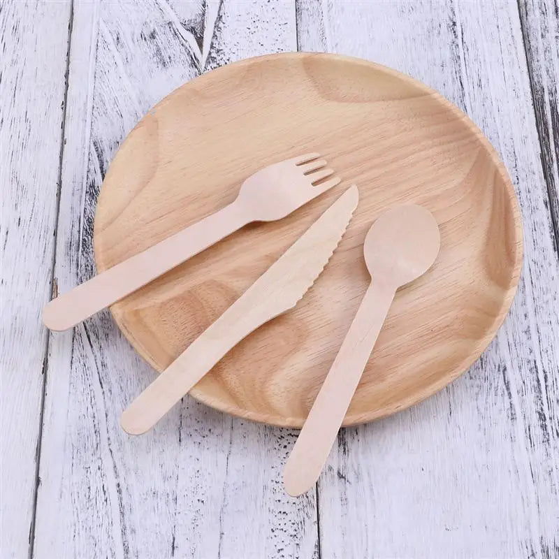 Set de cubiertos de madera desechables 100/150/200 piezas