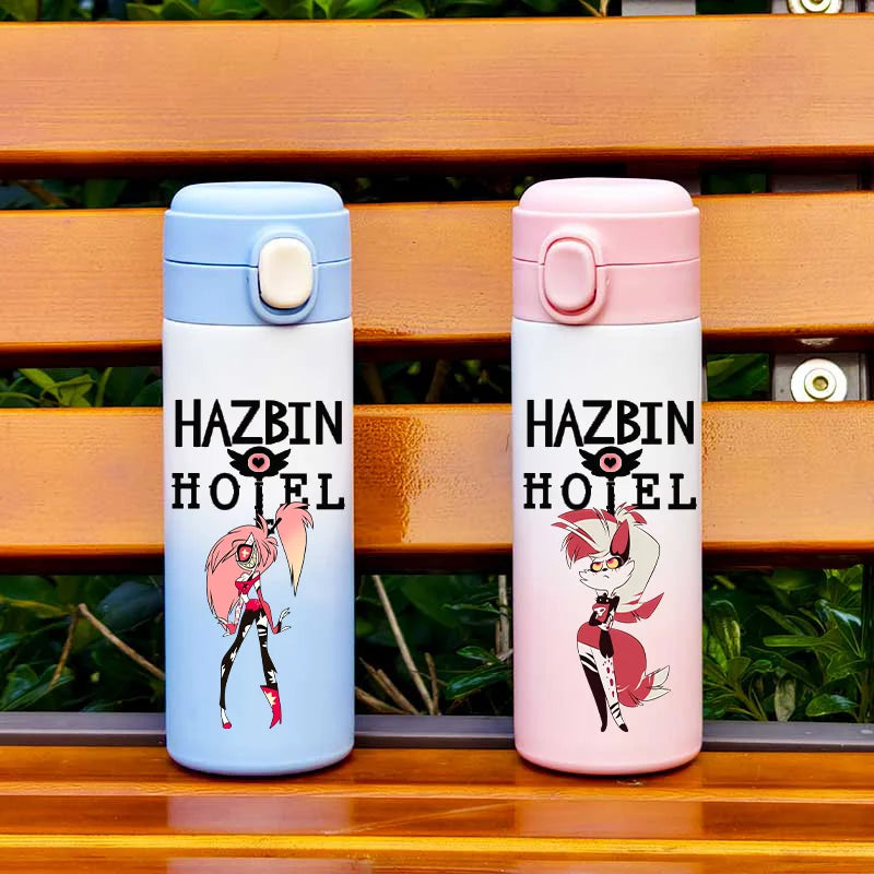 Botella de Agua Aislada de 420ML con Diseño de Hazbin Hotel, Taza Térmica de Acero Inoxidable