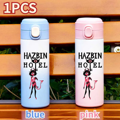 Botella de Agua Aislada de 420ML con Diseño de Hazbin Hotel, Taza Térmica de Acero Inoxidable