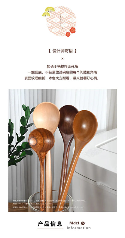 Cuchara larga de madera estilo coreano
