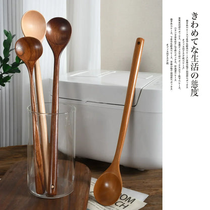 Cuchara larga de madera estilo coreano