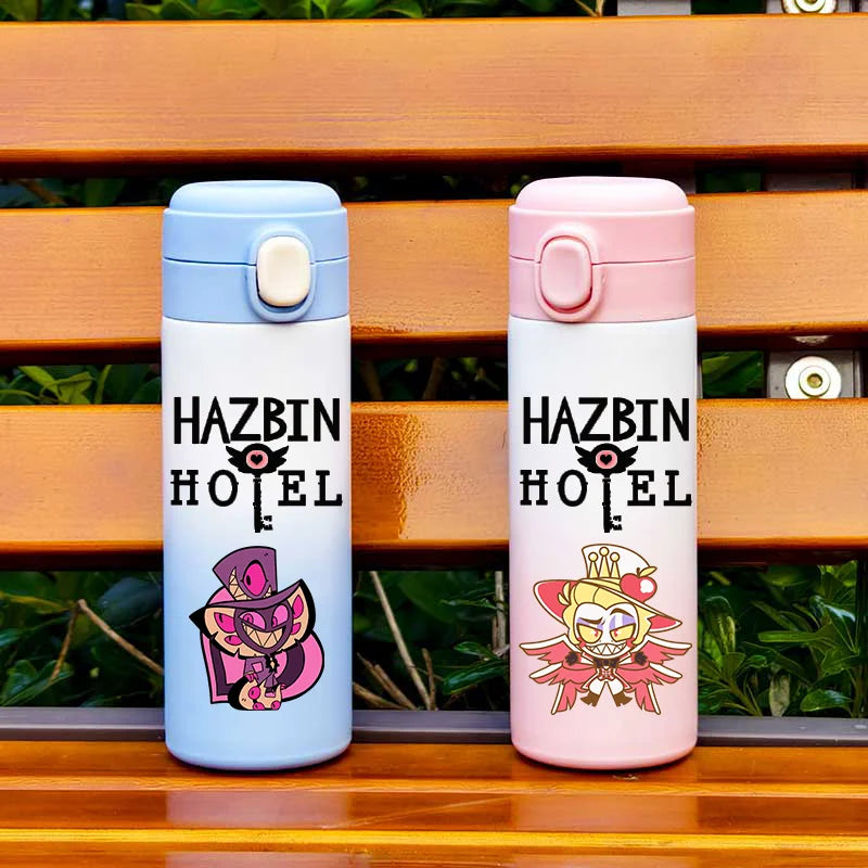 Botella de Agua Aislada de 420ML con Diseño de Hazbin Hotel, Taza Térmica de Acero Inoxidable